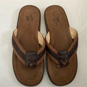 JAMAICA JAXX MENS LEATHER FLIP FLOP SANDAL SZ L = 11.